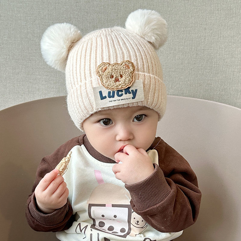 苏强婴儿帽子秋冬款可爱超萌新生婴幼儿胎帽男女宝宝毛线帽初生针