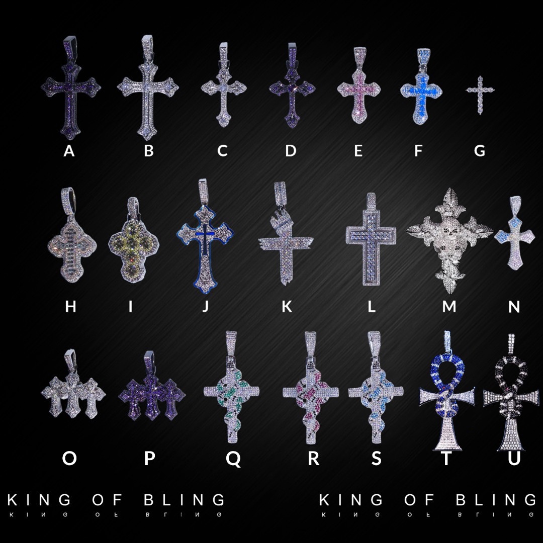 KING OF BLING 铜合金合成锆石吊坠 十字架合集嘻哈高端潮流时尚