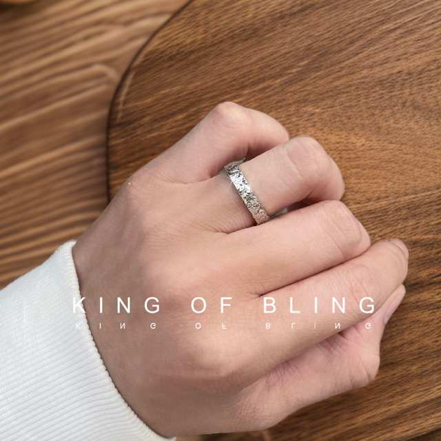 KING OF BLING 925银戒指 锤纹星光戒指 简约百搭潮流轻奢