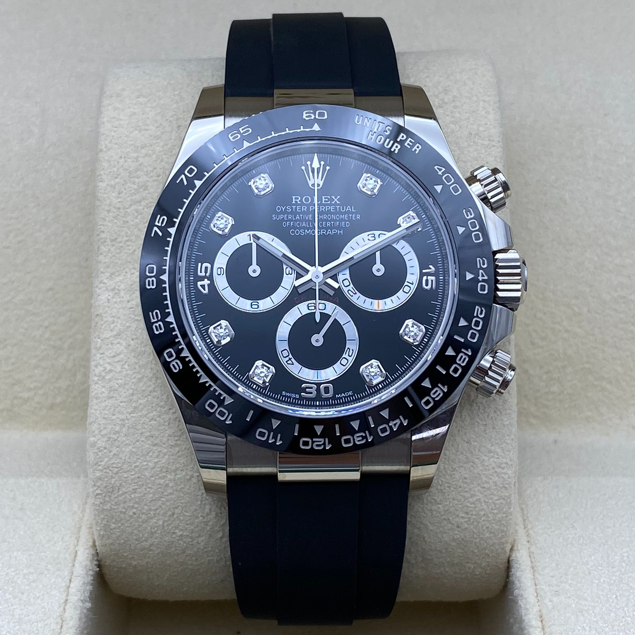 99新 Rolex/劳力士 116519黑盘钻刻白金胶带迪22年