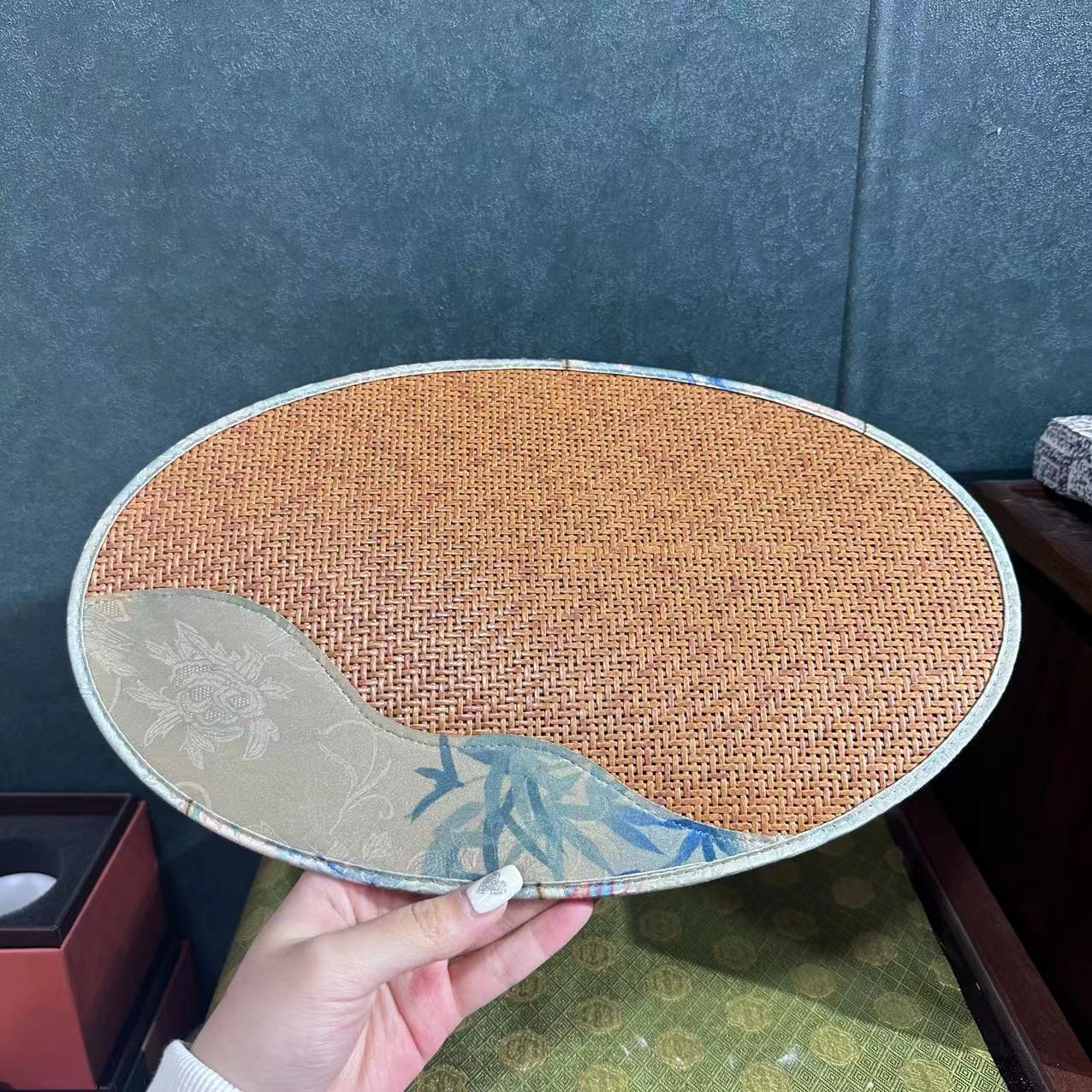 竹节高升椭圆竹制茶席  4833