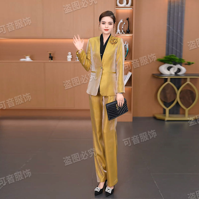 9168H1秋新品上新 设计师款典雅新中式簪花轻奢时尚职业套装女