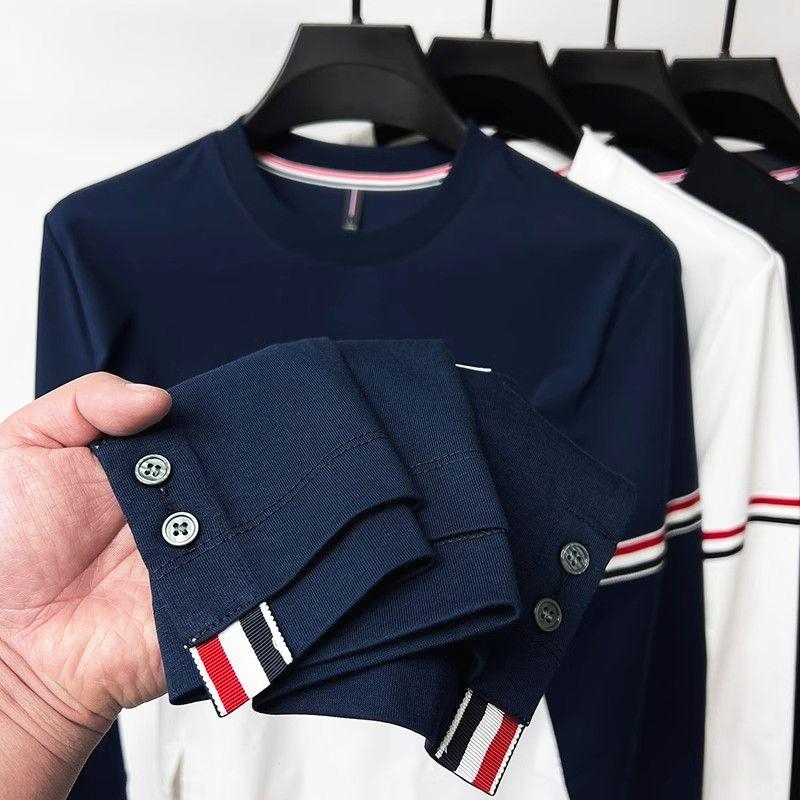 【海外专柜】春秋季新款下摆开叉打底衫体恤时尚潮牌男装卫衣长袖