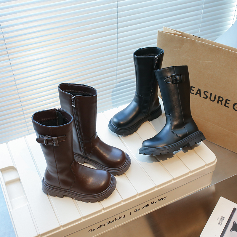 ABCYEEF女童靴子高筒靴2023新款秋冬中大童时尚马丁靴公主靴长靴