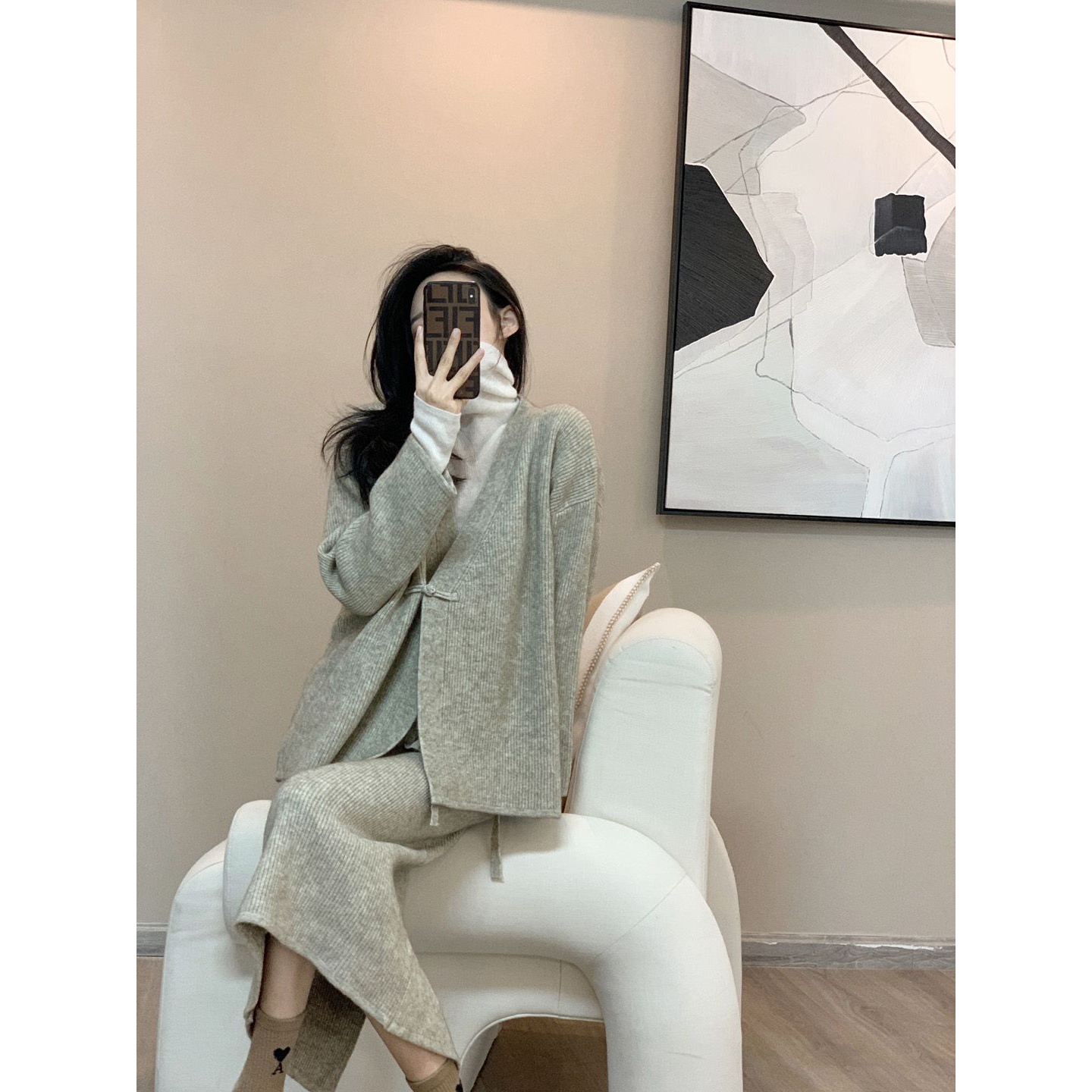 秋季茶系穿搭一整套时尚洋气小香风名媛气质包臀半身裙两件套装女