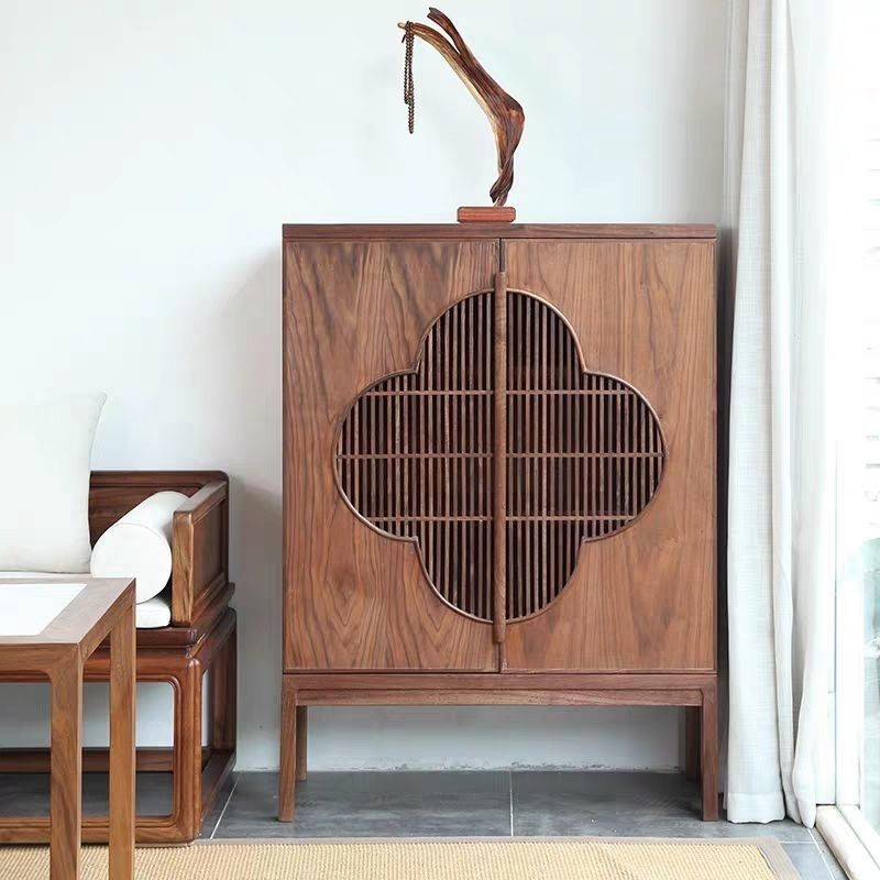 老榆木餐边柜茶叶柜多层新中式玄关柜禅意茶室隔断家具口