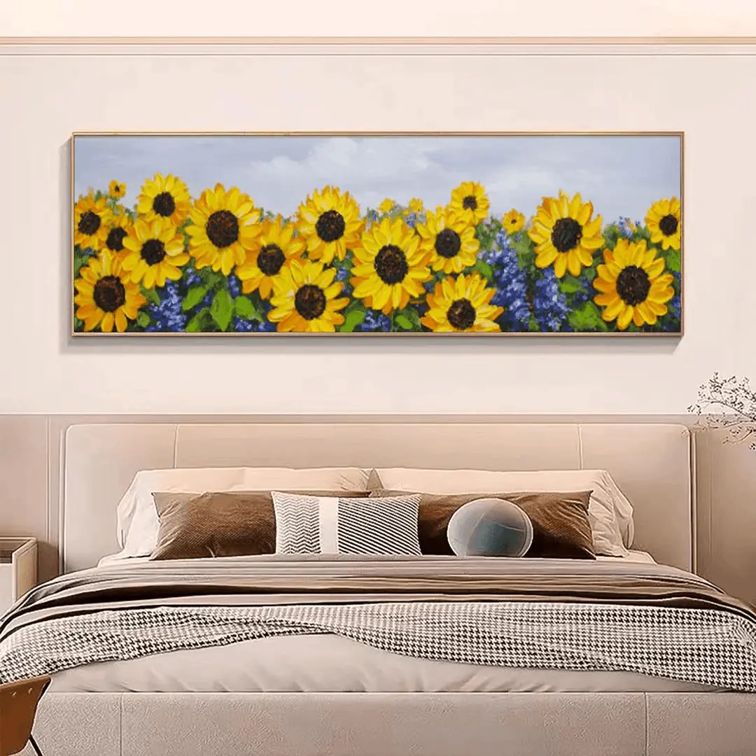 向日葵《春日暖阳》 | 油画床头装饰画背景单幅铝合金装裱