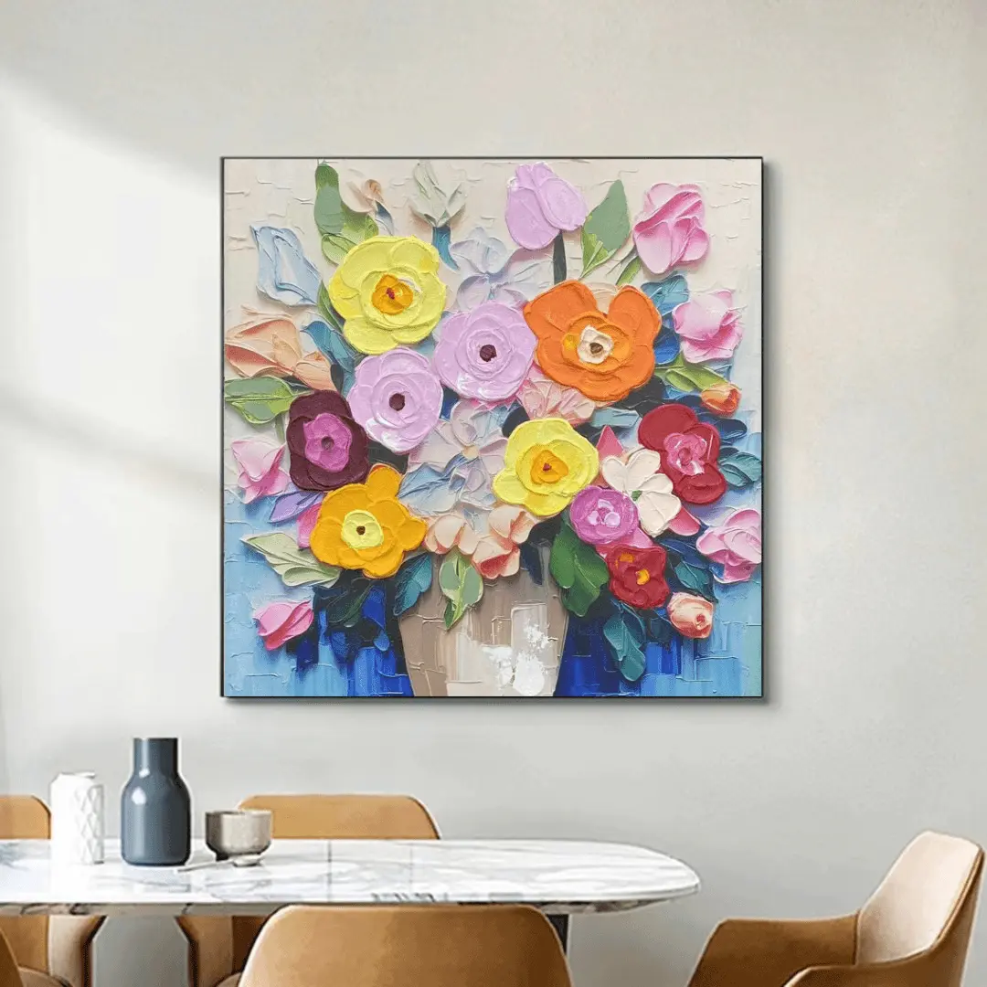 绽放玫瑰 | 手工油画轻奢简美高级感法式温馨餐厅画80/80