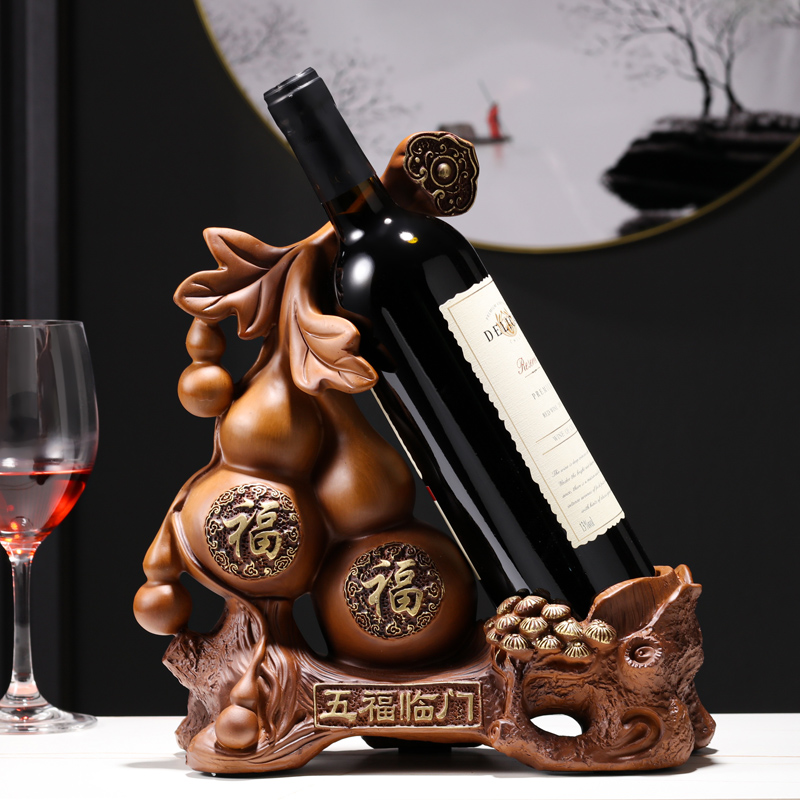 葫芦红酒架摆件家居创意客厅葡萄酒架中式桌餐柜酒托酒柜装饰品