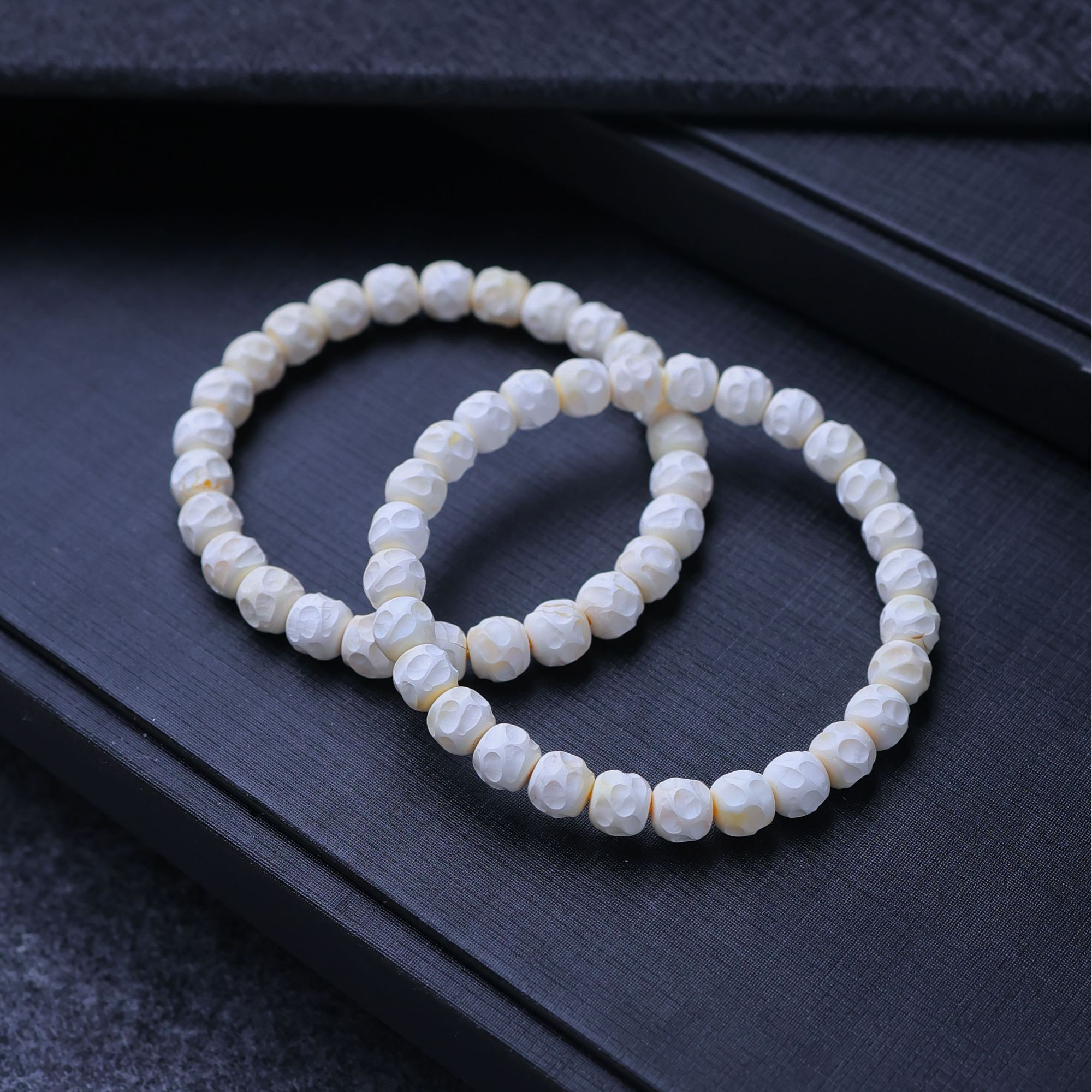 【老卢蜜蜡】满瓷白无相手串 精工精品国潮文玩手串