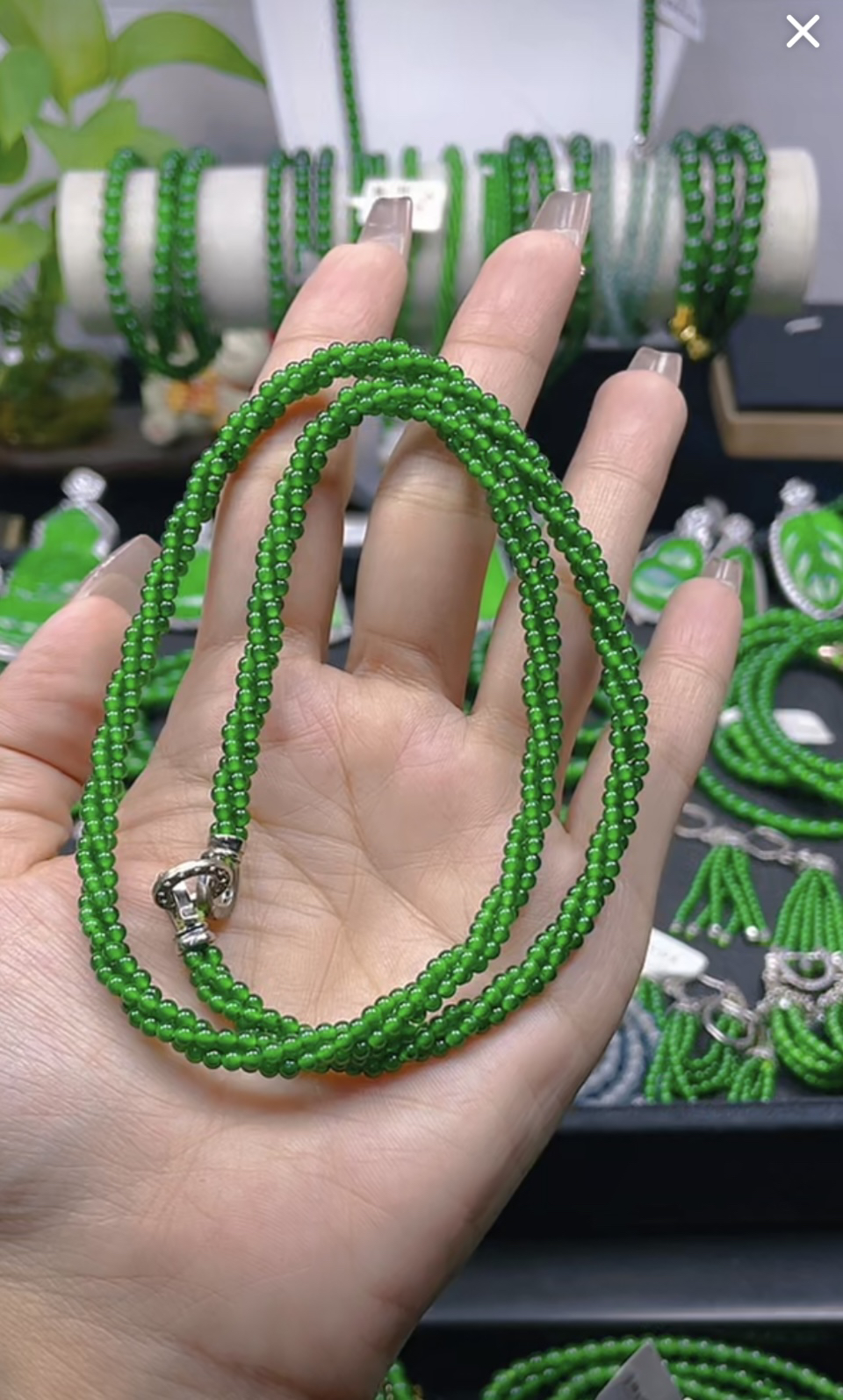 天然A货翡翠 设计师款麻花短款项链 卡2.5满色满绿项链
