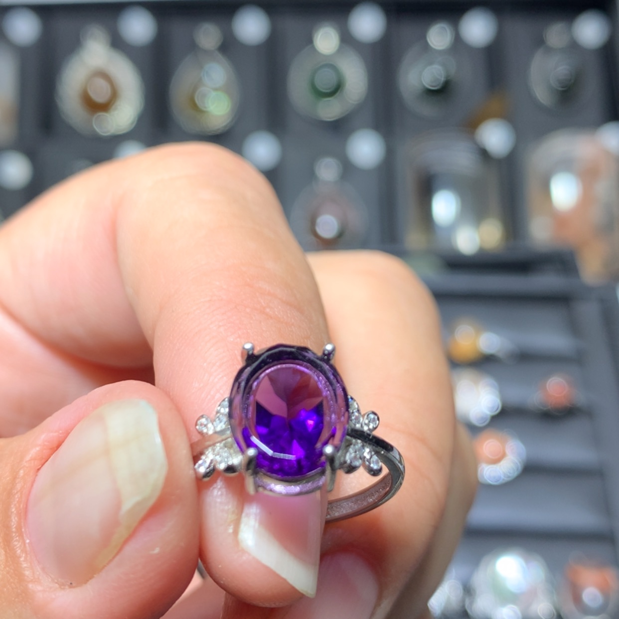 【闪购商品】水晶戒指银S925镶嵌