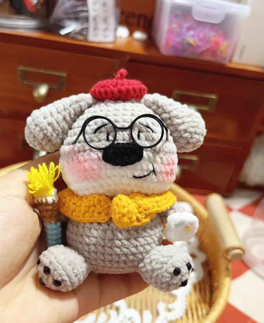 毛线钩针玩偶diy来福摆件