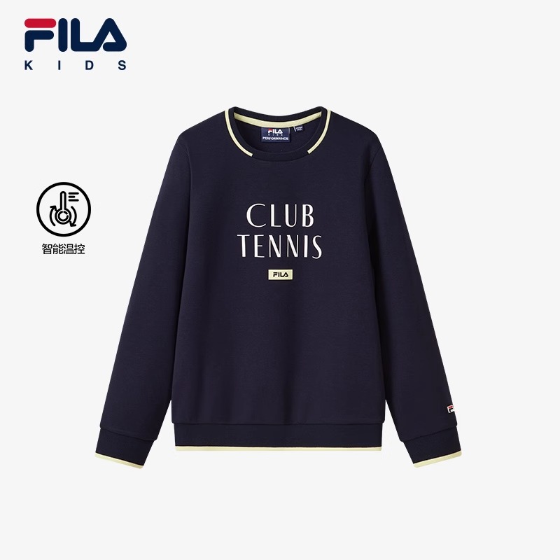 FILA斐乐女中大童冬季儿童休闲保暖网球运动套头卫衣K12G443203
