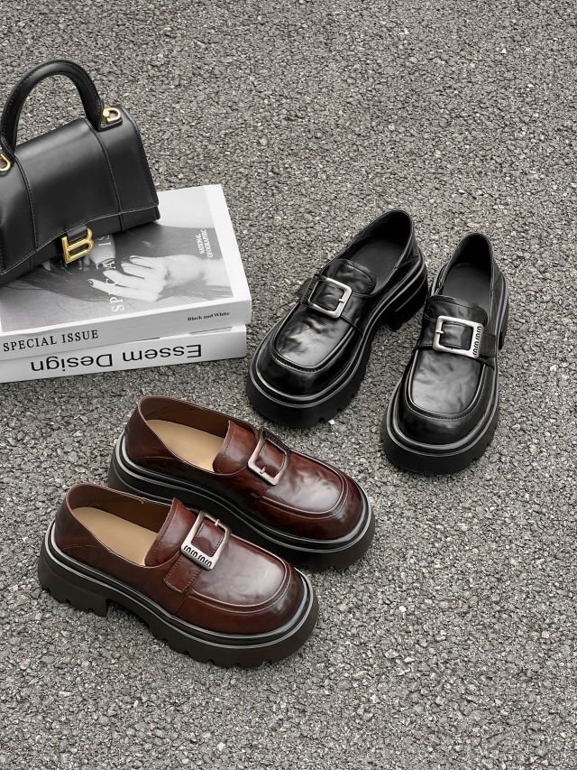 跟高5厘米厚底乐福鞋