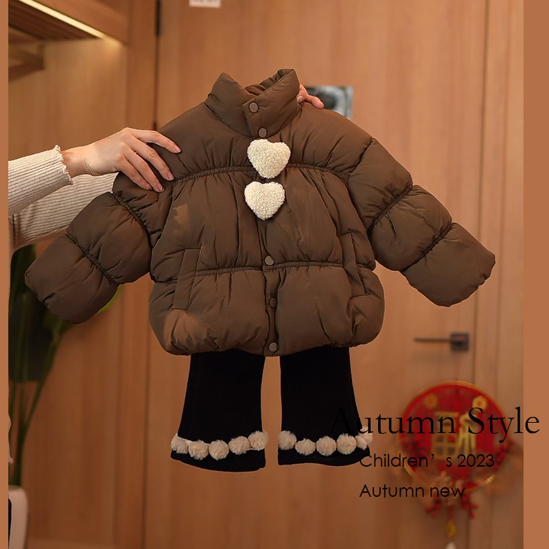 女童冬装2023新款套装草草外套毛衣裤子两件套