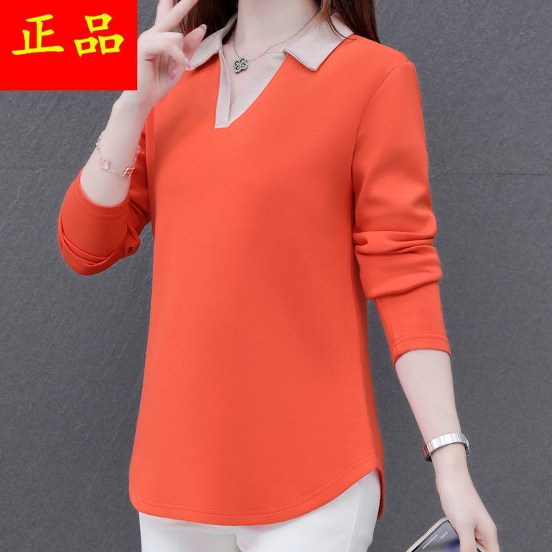 时尚polo衫韩版立领百搭中长款T恤女显瘦遮肚大码休闲宽松上衣潮