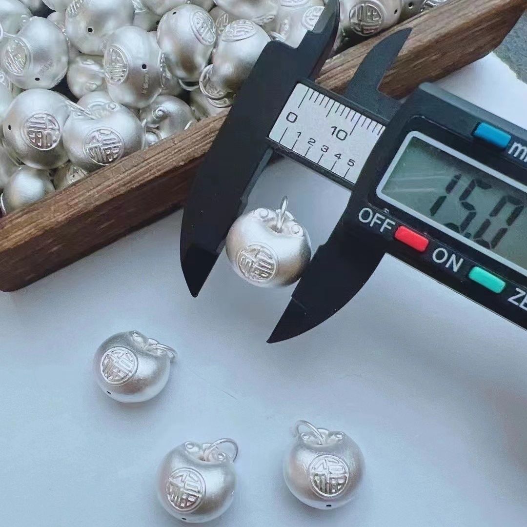 坠链均足银 足银银制品足银990磨砂小胖锁吊坠项链情侣编织双面