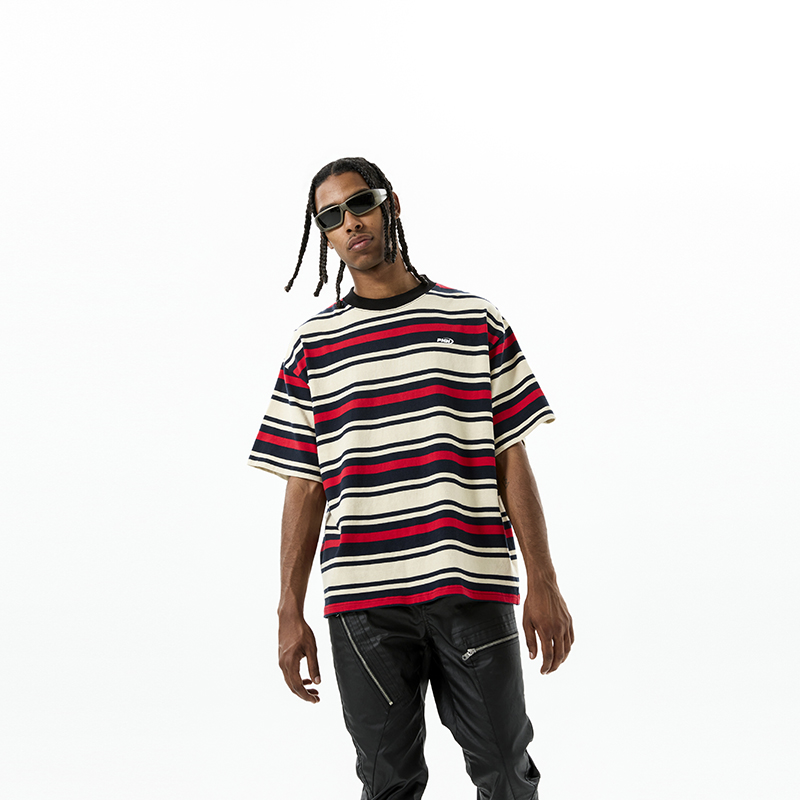 PMW 2023SS复古条纹重磅短袖OVERSIZE