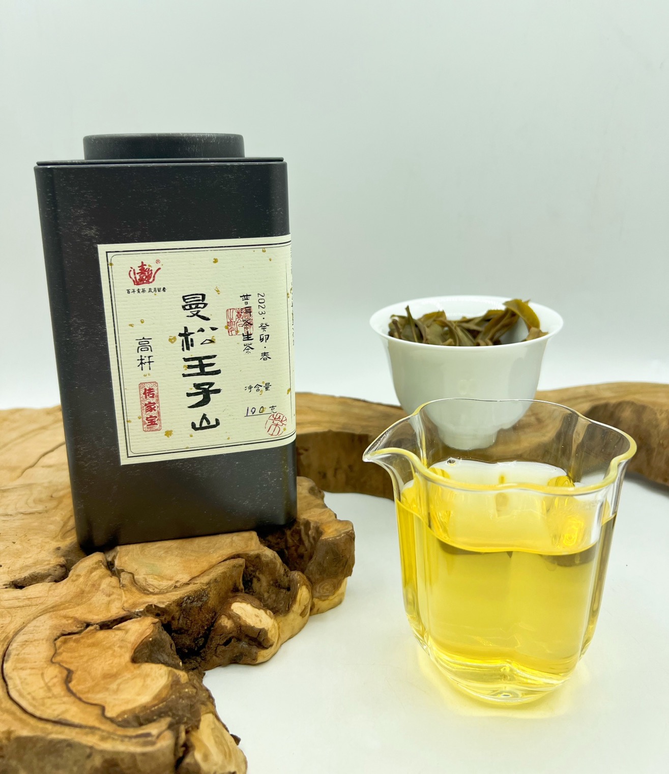 2024年-100克/罐-传家宝曼松王子山生茶散料-春色盈门出品罐装