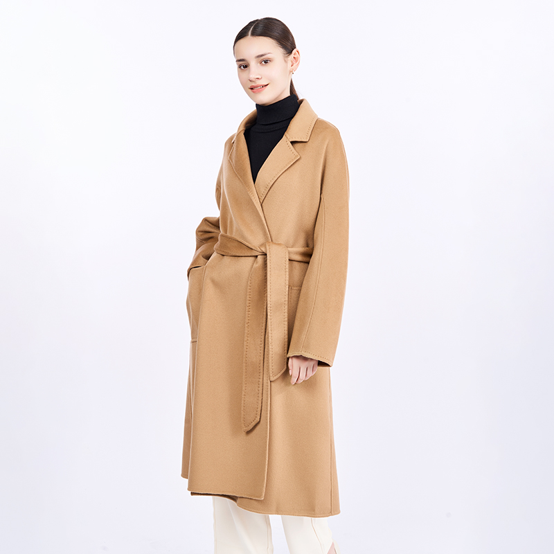 免烫长款羊绒毛呢浴袍款外套时尚女装设计师秋冬气质黑色宽松