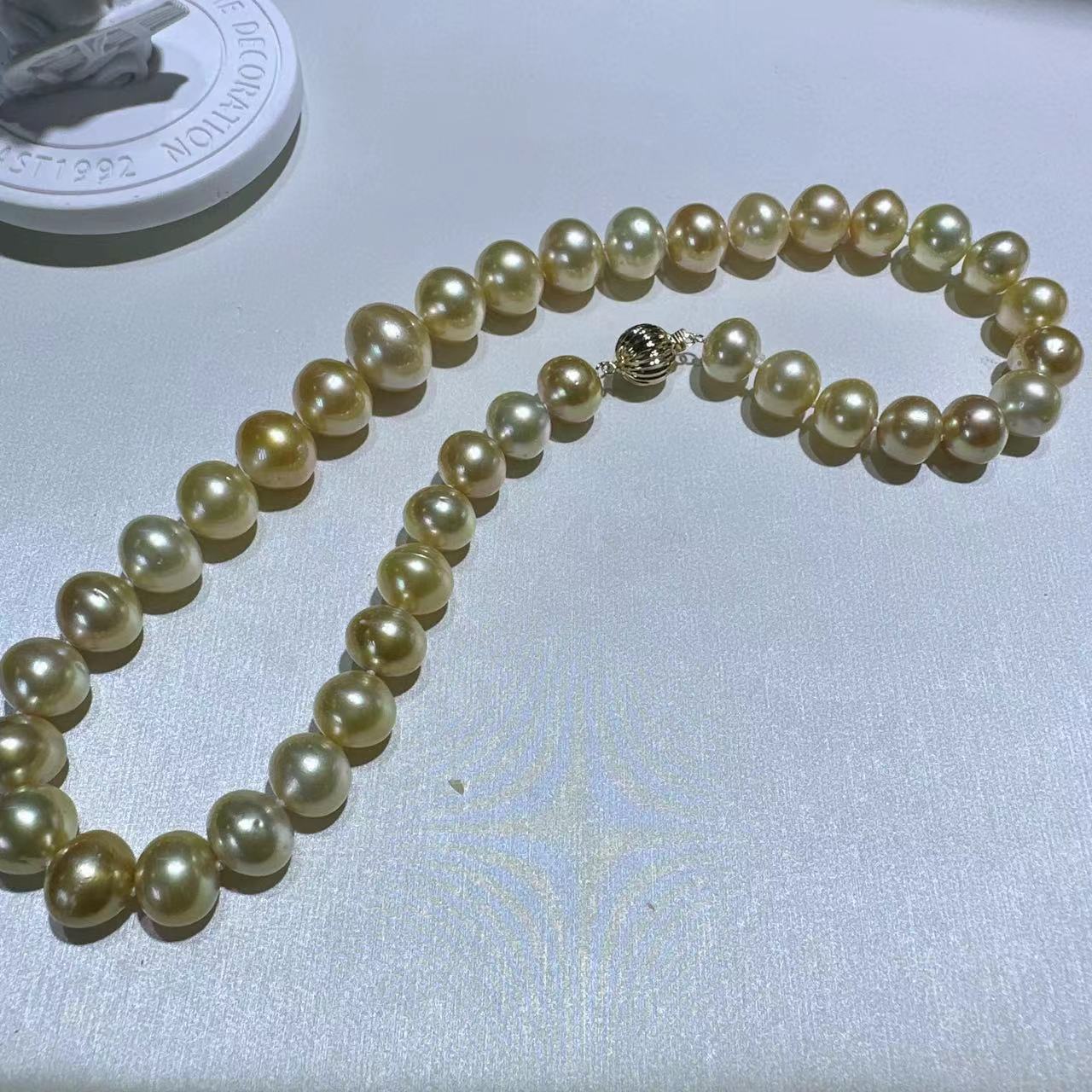 【蚌农涛哥】14k金扣(10米k黄)/海水珍珠/金珠全珠项链/10-13mm