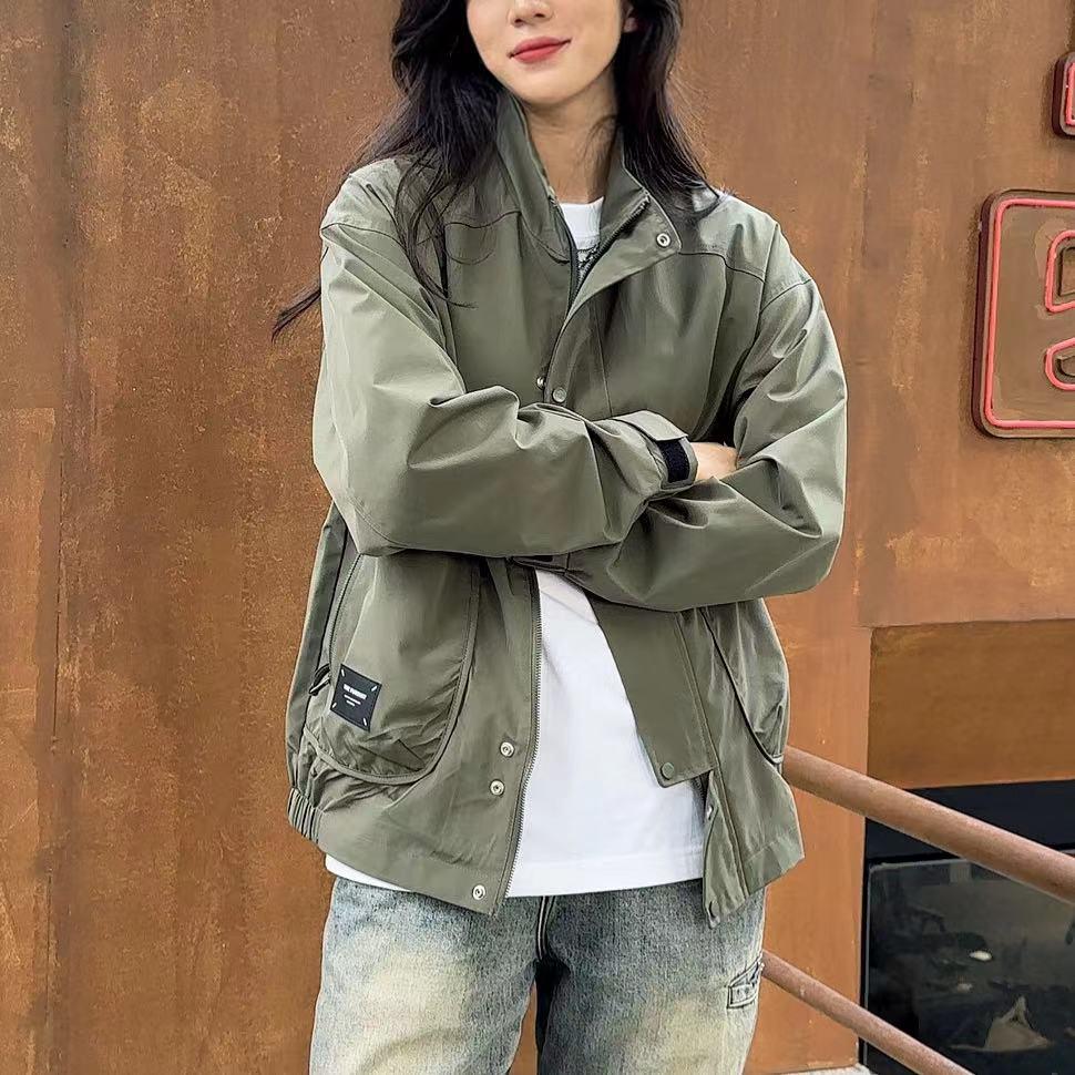 秋季新款户外潮流简约美式复古休闲美拉德风工装立领外套男士夹克