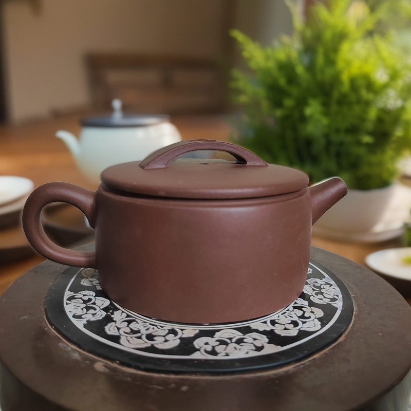 紫砂壶紫砂茶壶茶壶茶具红泥牛盖清水泥宽口汉瓦壶紫泥