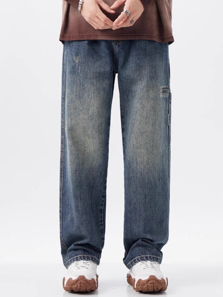 MADNESS MDNS WRUEI JEANS余文乐工装直筒裤潮牌百搭休闲牛仔裤男