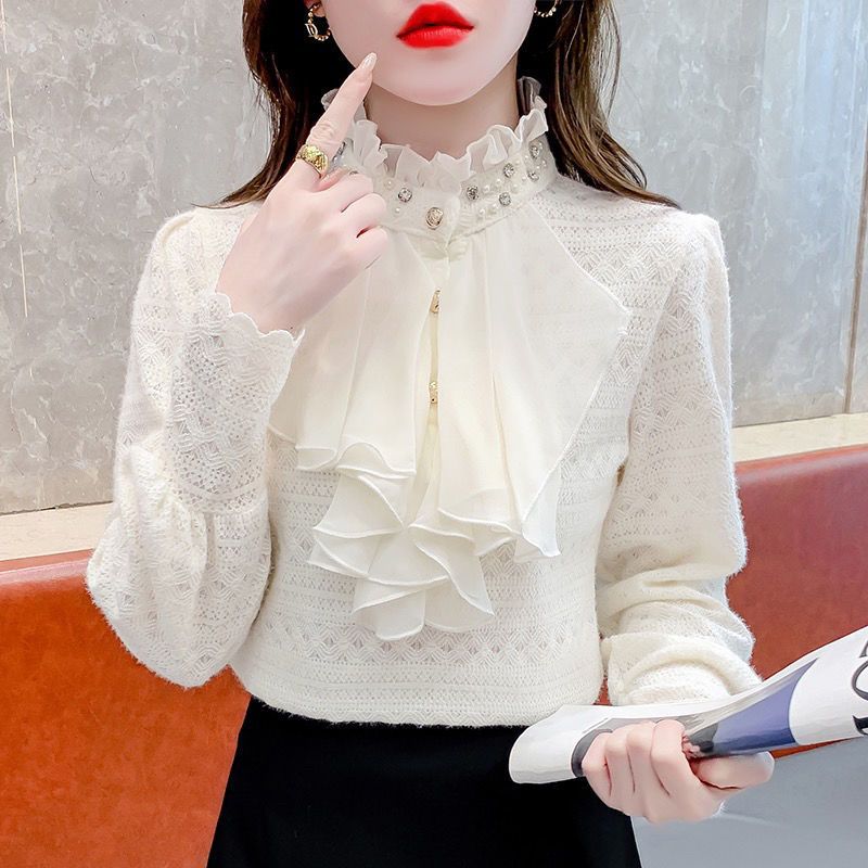 打底衫女秋冬高级感蕾丝外穿2024新款时尚洋气时髦设计感长袖上衣