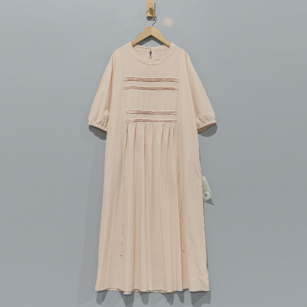 【且听风吟】0310444麻棉圆领牙签条系绳连衣裙 裙长121 胸围124