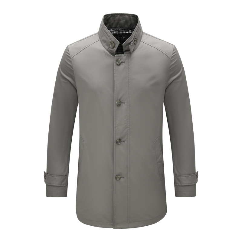 SF260圣春秋厚度男式风衣 棉立领舒适休闲外套 灰褐色