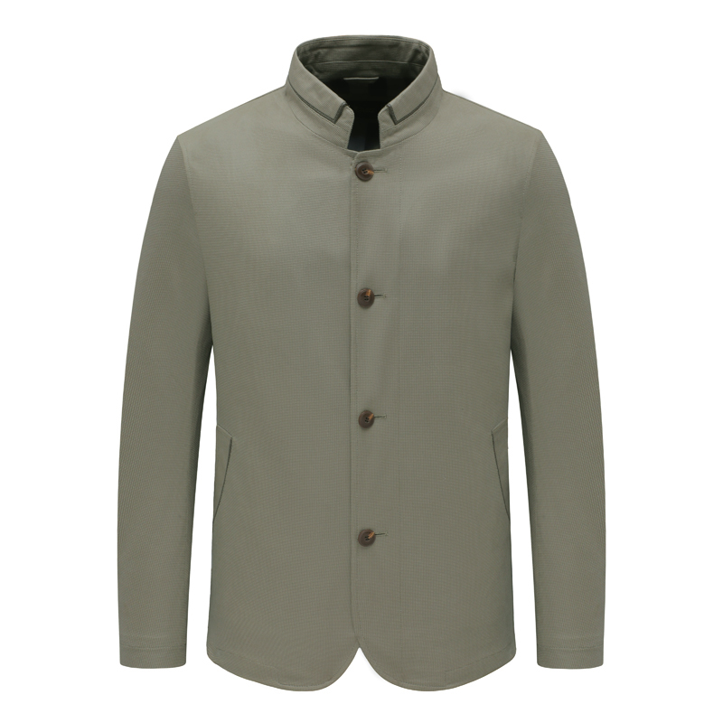 KL189凯春秋男士夹克 直排扣休闲外套时尚都市 灰绿色