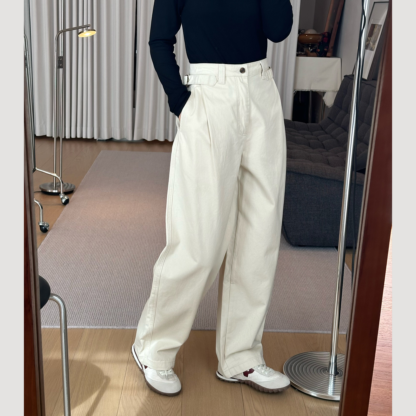 XIYE&W【两边扣裤子】显瘦纯色休闲牛仔裤