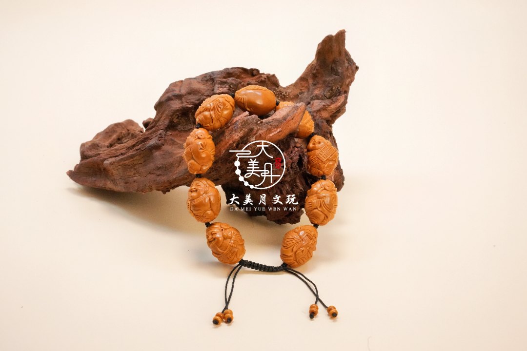 橄榄核雕铁核胖财神手串精品纯手工手串非物质文化遗产