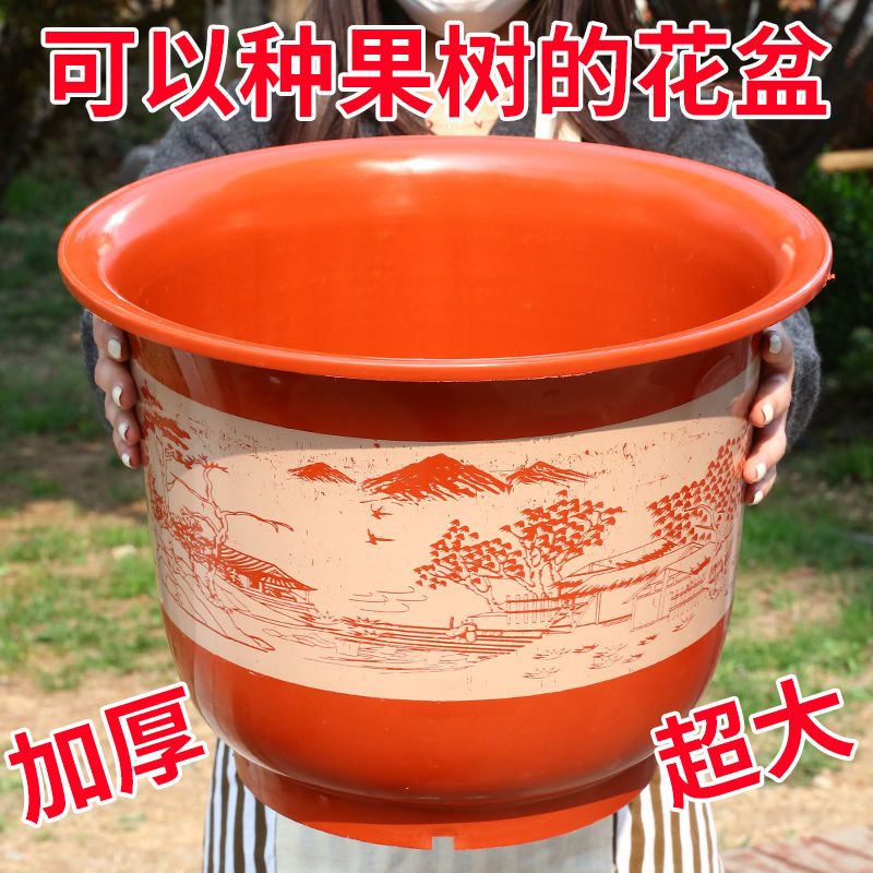 【送托盘】庭院阳台加厚大号塑料花盆仿陶瓷种植果树花卉盆特价清