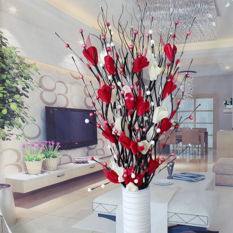 叶脉仿真干花花束假花落地摆件客厅玄关大装饰花插花摆设永生花艺