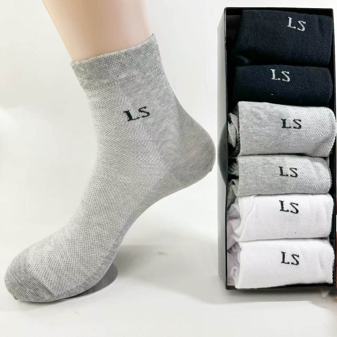 男士纯棉高筒网款棉袜舒适透气纯棉袜吸汗春夏商务