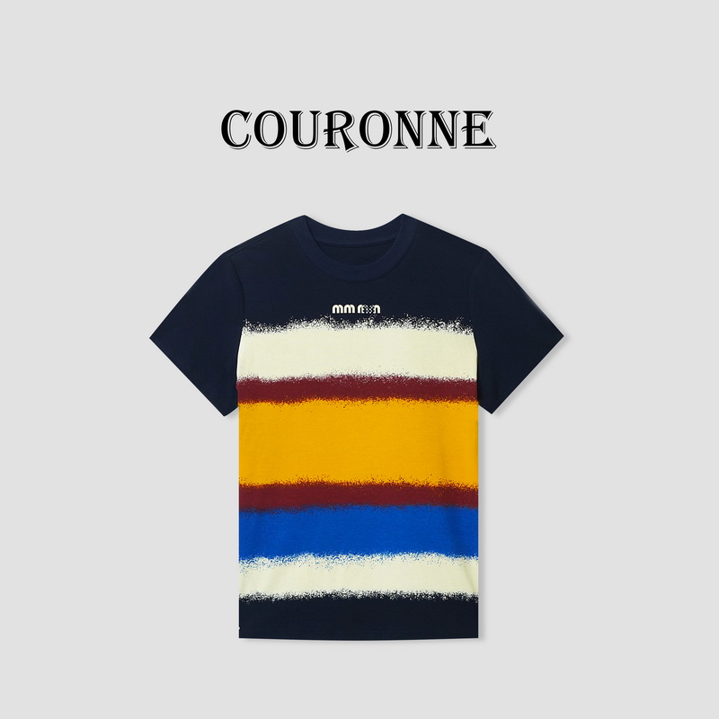 【娜娜】-潮牌设计感潮酷条纹修身百搭圆领短袖打底上衣22541