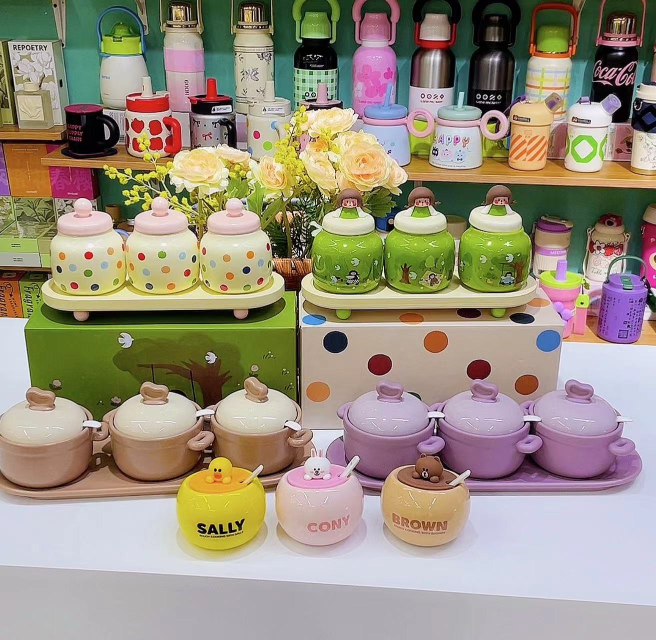 新款家用陶瓷调料罐套装