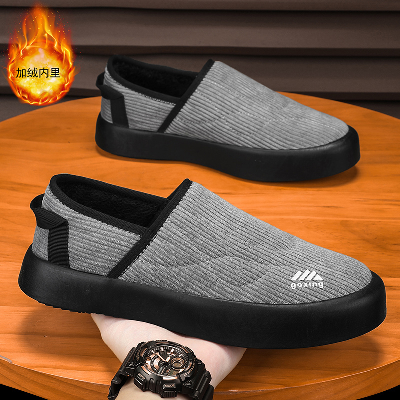 棉鞋男款冬季回休闲纯皮毛雪地靴男士加绒保暖鞋灯芯绒男鞋软底鞋