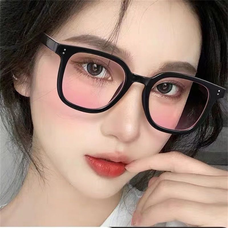 黑色高颜值蓝光小方框眼镜闺蜜情侣夏日落日大框茶色网红黑框