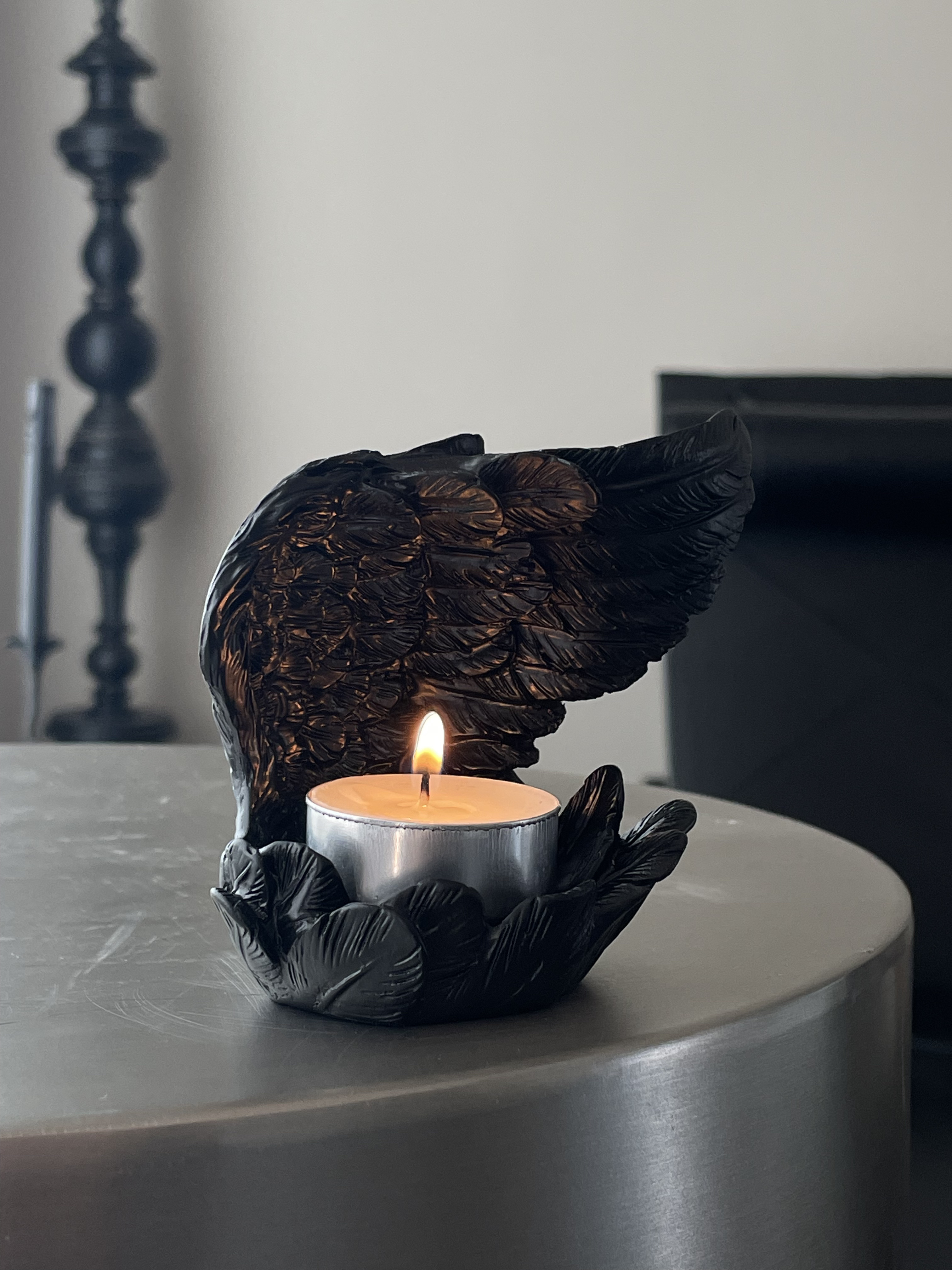 ROART 暗黑系翅膀羽毛折翼天使烛台