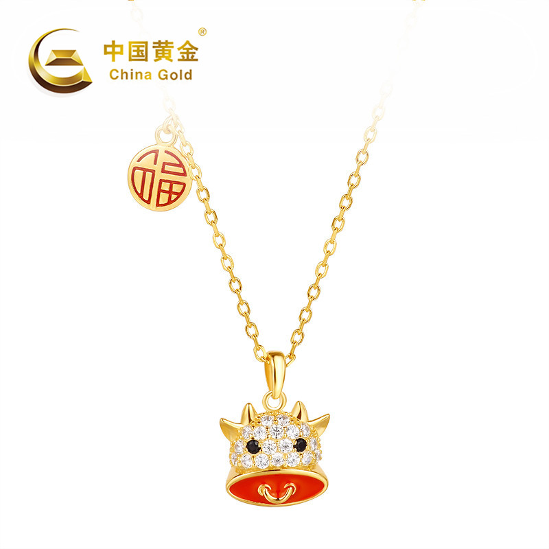 坠链均925银合成锆石  【中国黄金】1233# 萌牛项链