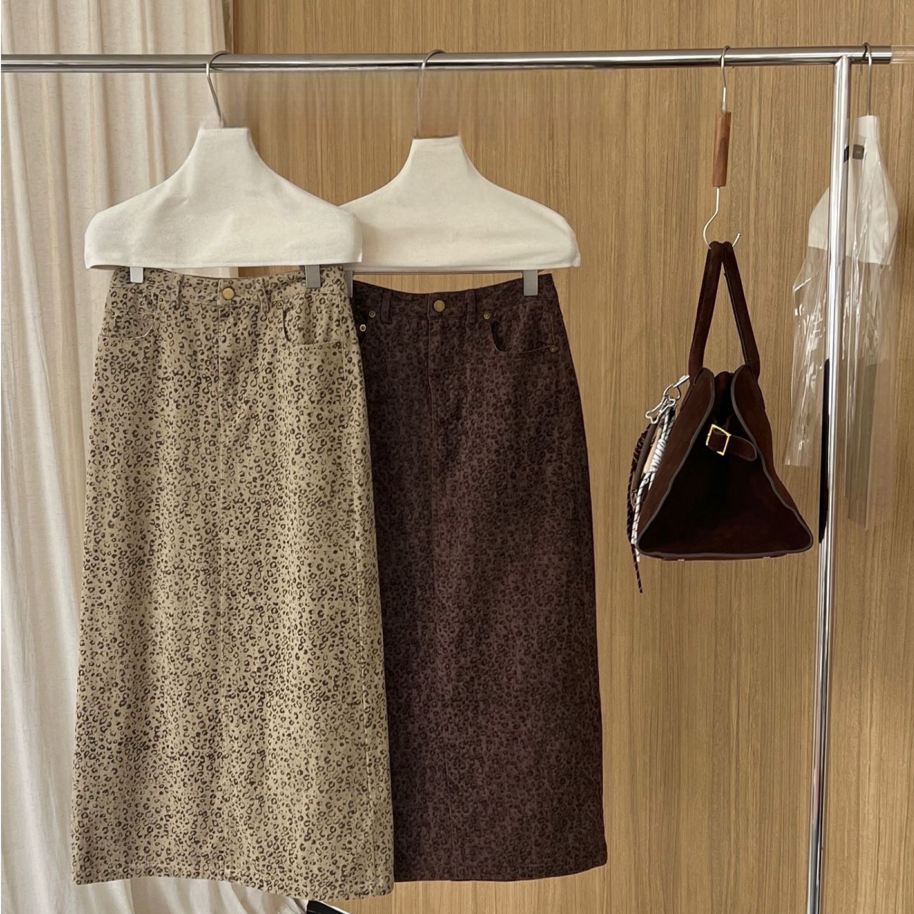 橘子家黑金系列牛仔豹纹高级感神裙