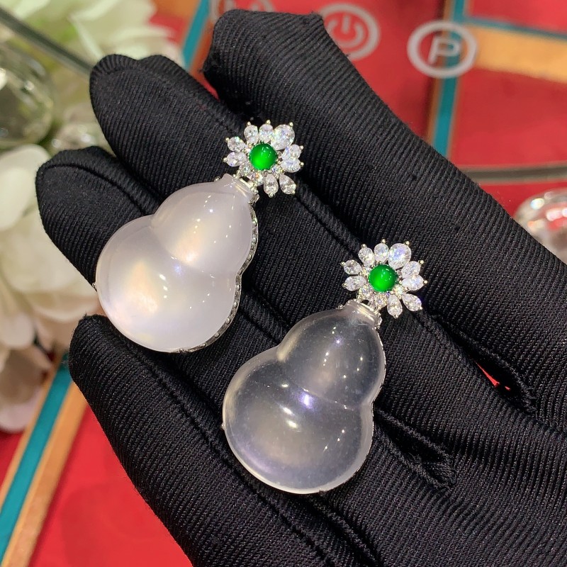 天然石英质玉葫芦吊坠S925银镶嵌可拆卸后盖小众玉石福禄项链挂件