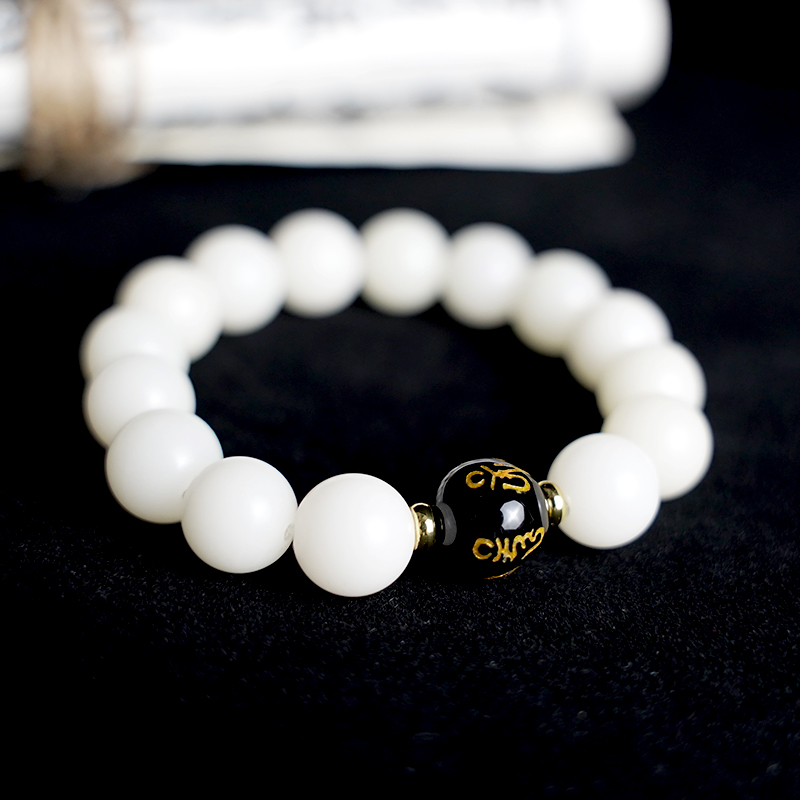 拼色民族风中性简约单圈白玉菩提手串