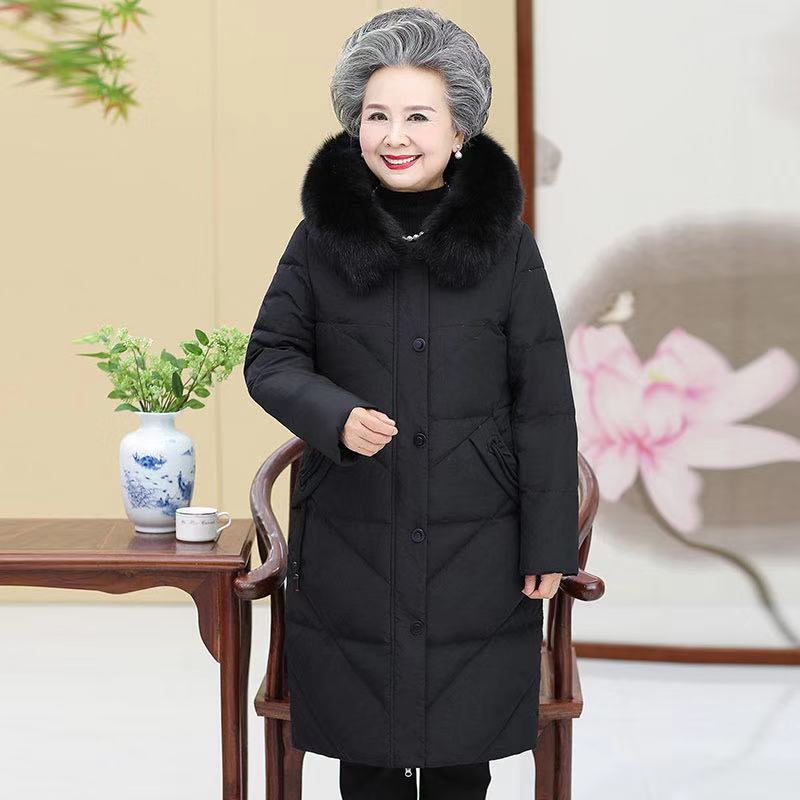 雅鹿中老年人女装奶奶装冬装宽松羽绒羽绒服60岁妈妈装加厚羽绒服