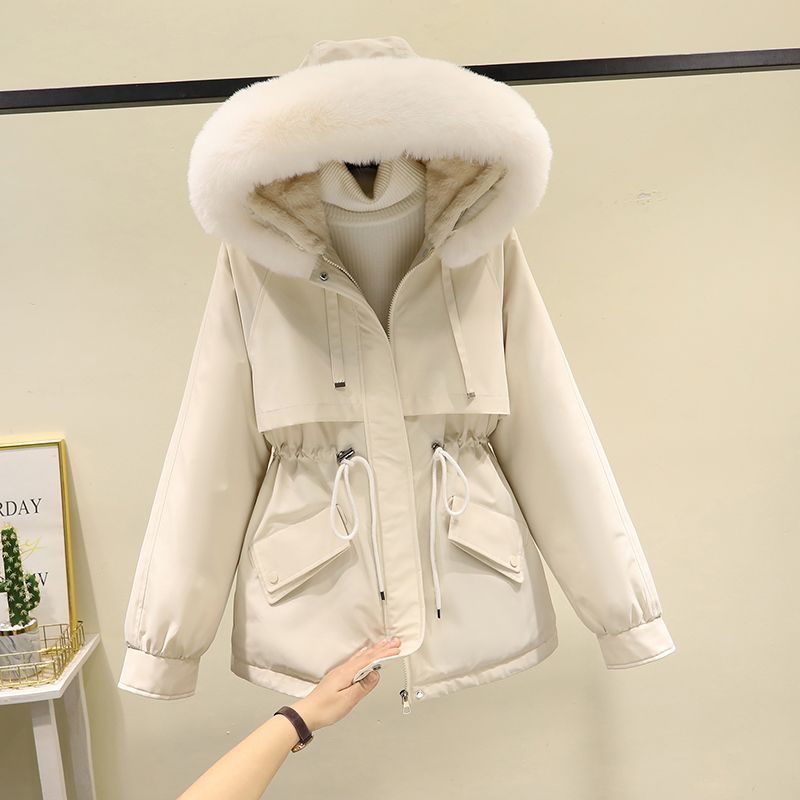 雅鹿派克服女冬季韩版宽松收腰加绒棉衣羽绒服小个子短款百搭棉袄