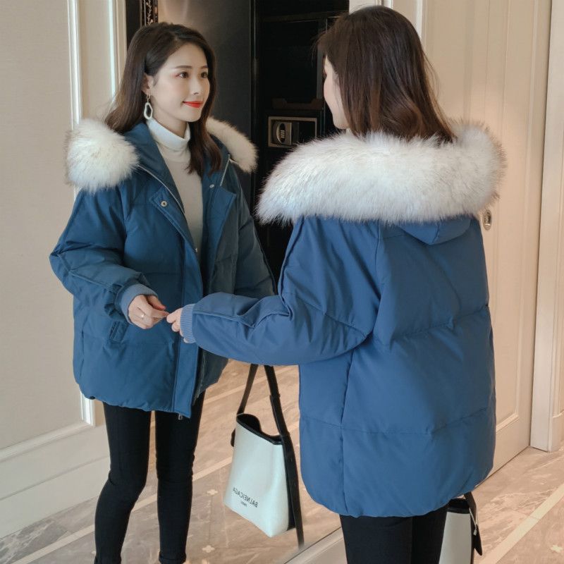 雅鹿小个子棉衣女羽绒服2020冬新款大毛领棉袄宽松面包服学生外套